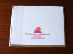 red leaf card - back view in packaging